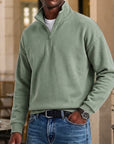 Mivanity Men's Stylish Casual Cotton Long-sleeved Quarter-Zip Sweatshirt