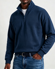 Mivanity Men's Stylish Casual Cotton Long-sleeved Quarter-Zip Sweatshirt