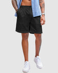 Men’s Linen Shorts Classic Fit Casual Elastic Waist Summer Beach Shorts