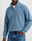 Mivanity Men's Stylish Casual Cotton Long-sleeved Quarter-Zip Sweatshirt