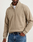 Mivanity Men's Stylish Casual Cotton Long-sleeved Quarter-Zip Sweatshirt
