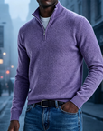 Mivanity Men's Quarter-Zip Stand-Up Collar Polo Shirt