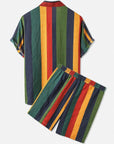 Hawaiian Striped Short-Sleeve Shorts 2-Piece Sets