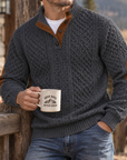 MIVANITY Highland Heritage Knit Henley Sweater Rugged Outdoor Style With Timeless Comfort