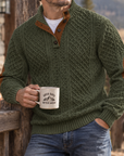 MIVANITY Highland Heritage Knit Henley Sweater Rugged Outdoor Style With Timeless Comfort