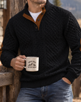 MIVANITY Highland Heritage Knit Henley Sweater Rugged Outdoor Style With Timeless Comfort