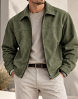 MIVANITY Men's Alder Faux Suede Zip-Up Jacket