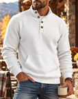 MIVANITY Men's Ridgewood Waffle Knit Henley Hoodie Long Sleeve Shirt