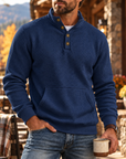 MIVANITY Men's Ridgewood Waffle Knit Henley Hoodie Long Sleeve Shirt
