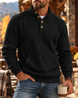 MIVANITY Men's Ridgewood Waffle Knit Henley Hoodie Long Sleeve Shirt