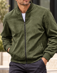 MIVANITY Men's Textured Suede Bomber Jacket