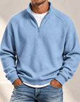 MIVANITY Men's Textured Waffle-Knit Quarter-Zip Pullover