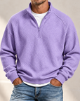 MIVANITY Men's Textured Waffle-Knit Quarter-Zip Pullover