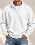 MIVANITY Men's Textured Waffle-Knit Quarter-Zip Pullover