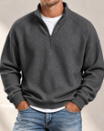 MIVANITY Men's Textured Waffle-Knit Quarter-Zip Pullover