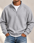 MIVANITY Men's Textured Waffle-Knit Quarter-Zip Pullover