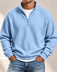 MIVANITY Men's Textured Waffle-Knit Quarter-Zip Pullover