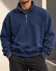 MIVANITY Men's Vintage-Wash Quarter-Zip Sweatshirt