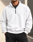 MIVANITY Men's Vintage-Wash Quarter-Zip Sweatshirt