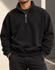 MIVANITY Men's Vintage-Wash Quarter-Zip Sweatshirt
