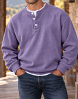MIVANITY Men’s Westbrook Ribbed Henley Long Sleeve Shirt