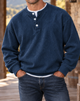 MIVANITY Men’s Westbrook Ribbed Henley Long Sleeve Shirt