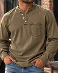 MIVANITY Vintage Forge Henley Shirt Rugged Style Meets Everyday Comfort