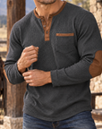 MIVANITY Vintage Ranch Waffle Henley Shirt Rugged Heritage Style With Timeless Comfort