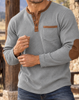 MIVANITY Vintage Ranch Waffle Henley Shirt Rugged Heritage Style With Timeless Comfort