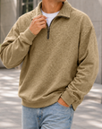 Mivanity Men's Textured Quarter Zip Pullover Casual Lightweight Stand Collar Sweatshirt