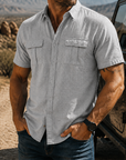 Mivanity Men's Textured Short Sleeve Button Up Shirt Casual Outdoor Workwear Top