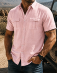 Mivanity Men's Textured Short Sleeve Button Up Shirt Casual Outdoor Workwear Top