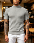 Mivanity Basic Mock Neck Knit Tee
