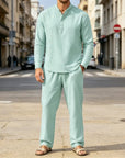 Mivanity Casual 2 Pieces Henley Shirts Sets