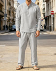 Mivanity Casual 2 Pieces Henley Shirts Sets