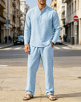 Mivanity Casual 2 Pieces Henley Shirts Sets