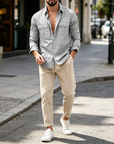 Mivanity Casual Double Pockets Solid Shirts