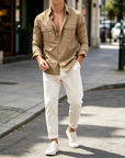 Mivanity Casual Double Pockets Solid Shirts