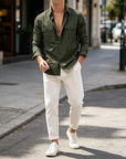 Mivanity Casual Double Pockets Solid Shirts
