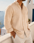 Mivanity Casual Simple Cotton Lapel Long-Sleeved Shirt