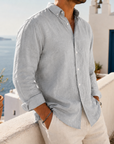 Mivanity Casual Simple Cotton Lapel Long-Sleeved Shirt