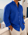Mivanity Casual Simple Cotton Lapel Long-Sleeved Shirt