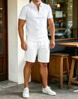 Mivanity Casual Solid Color Polo Shirt Sets