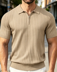 Mivanity Casual Stretch Ribbed Knit Polo Shirts