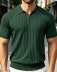 Mivanity Casual Stretch Ribbed Knit Polo Shirts