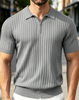 Mivanity Casual Stretch Ribbed Knit Polo Shirts