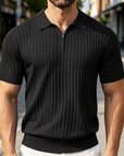Mivanity Casual Stretch Ribbed Knit Polo Shirts