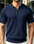 Mivanity Casual Stretch Ribbed Knit Polo Shirts