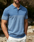 Mivanity Casual Stripe Knit Polo Shirts