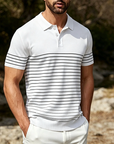 Mivanity Casual Stripe Knit Polo Shirts
